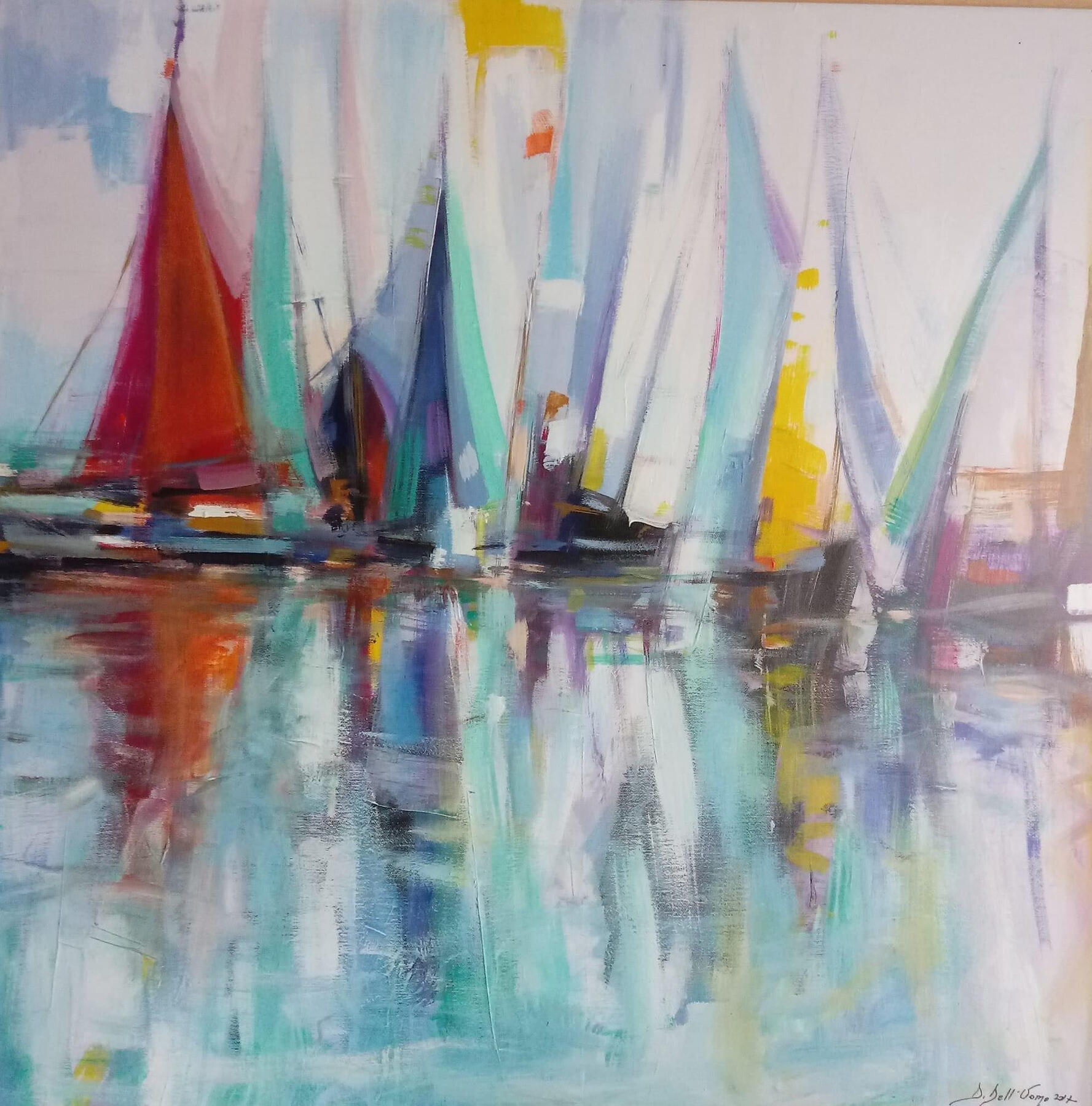 &quot;Sails&quot; Acrylic on Canvas. Artist: Daniele Dell&#39;Uomo.